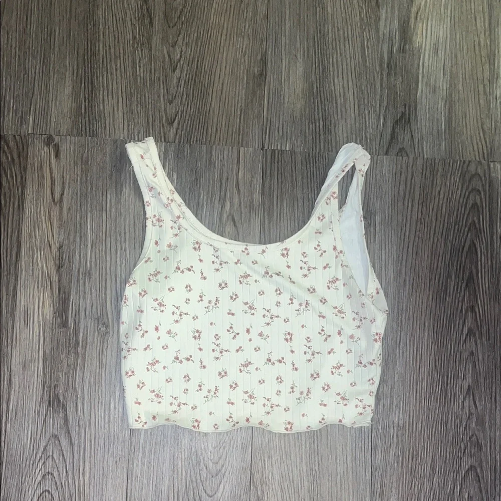 SHEIN White and Pink Floral Tank Top - Picture 1 of 1